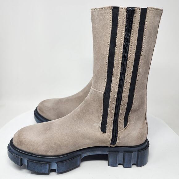 Free People Brooks Chelsea Boots Women EU39/US8.5 Taupe Suede Mid Calf Full Zip - Picture 9 of 13